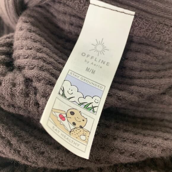 NWT New Offline By Aerie Womens Medium Long Sleeve Waffled Athletic Top - Picture 4 of 5